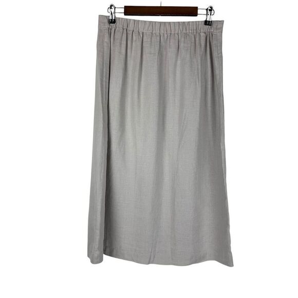 Eileen Fisher Organic Linen Faux Wrap Front Skirt Silver Gray Small - Picture 2 of 8